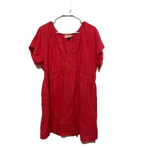 Universal Thread Linen Babydoll‎ Dress Womens XL Pink Pockets Cottage Flowy